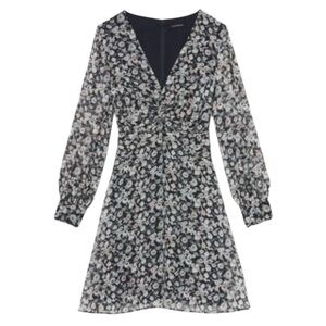 Club Monaco Mulberry Silk Twist Drape Mini Dress in Color Blue Dahlia. Size 8.